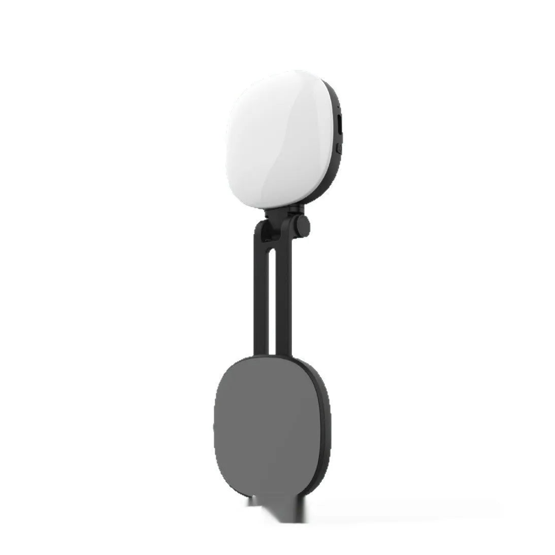 Black and white mobile phone magnetic selfie fill light with makeup mirror showing three-colour temperature adjustment