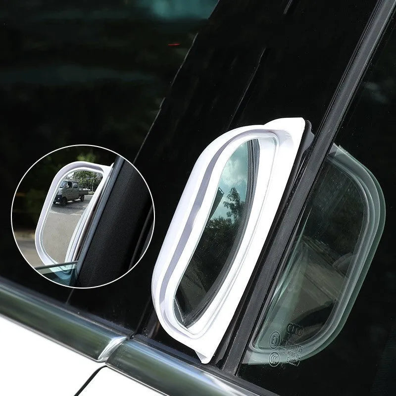 Black universal wide angle car rearview mirror with two-row surface design