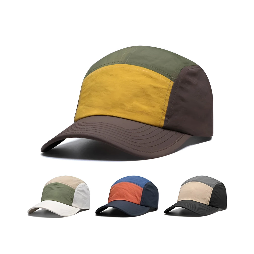 Men's quick-drying cotton polyester baseball cap in khaki colour with curved brim design