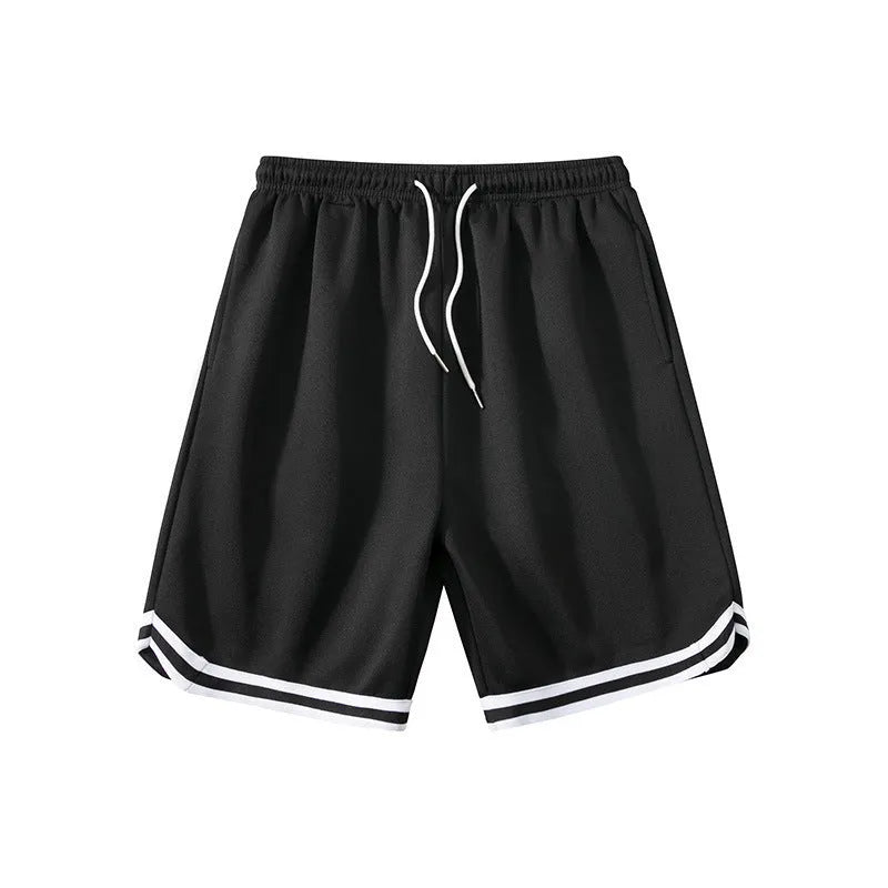 Men's loose-fit polyester sports shorts in various colours with elastic waistband