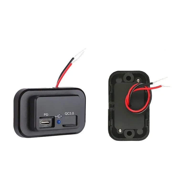 Black QC3.0 modified car charger with TYPE-C interface for UCC-328QC+PD vehicle systems