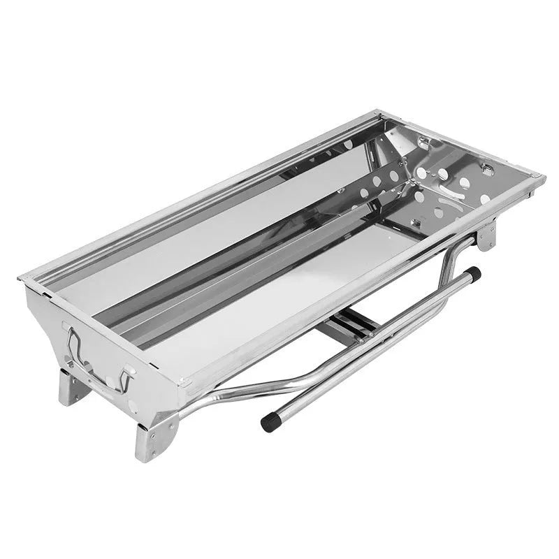 Stainless steel portable barbecue oven with flip design and charcoal grill accessories