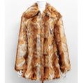 Women's tiger pattern faux fur leather jacket in street fashion style with medium length