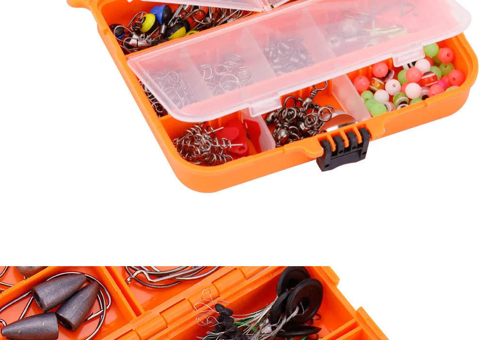 Weihe 257-piece fishing lure and hook accessory kit in ABS storage box for Texas, sea, and rock fishing.