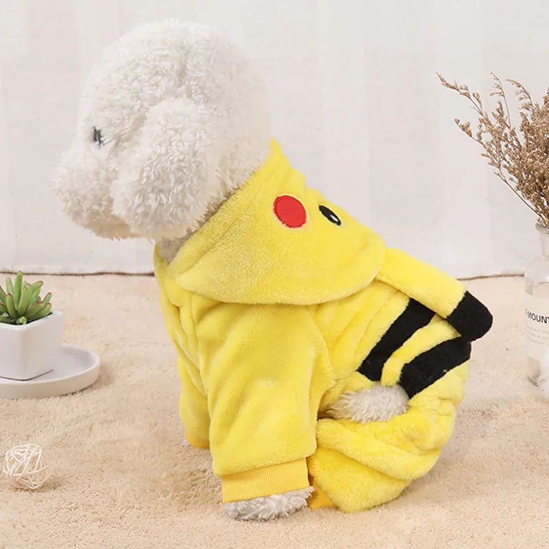 Fleece hooded coat for a small dog or cat on a white background