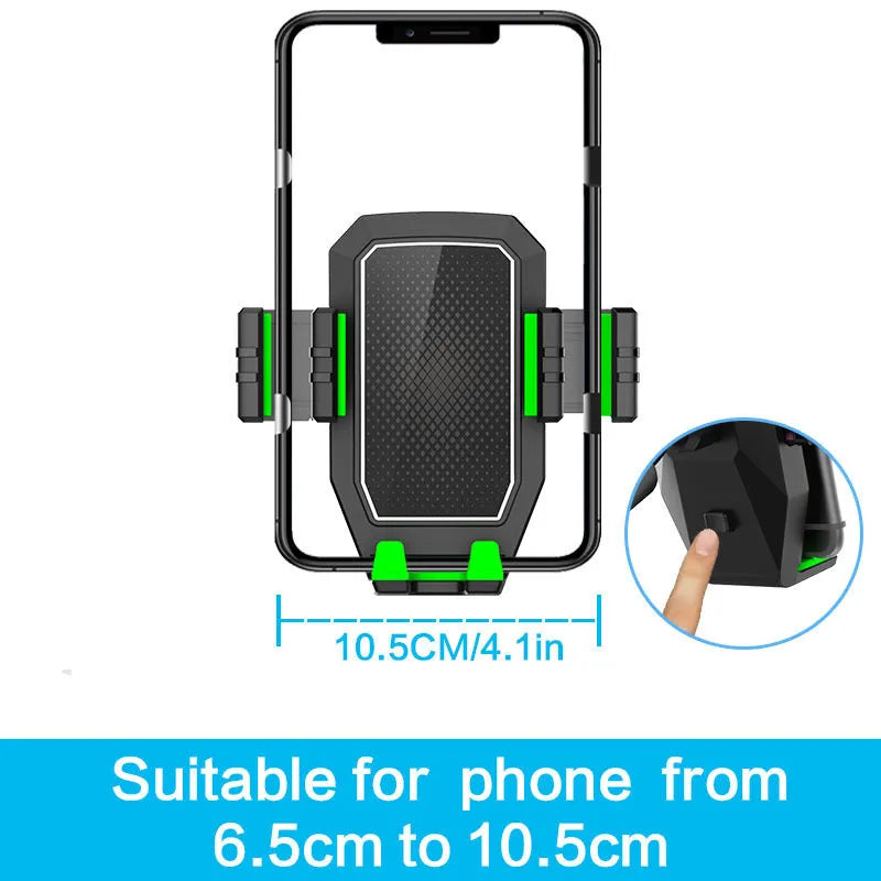 Green and grey car drink rack with integrated mobile phone holder, model A02, made from ABS/PC plastic