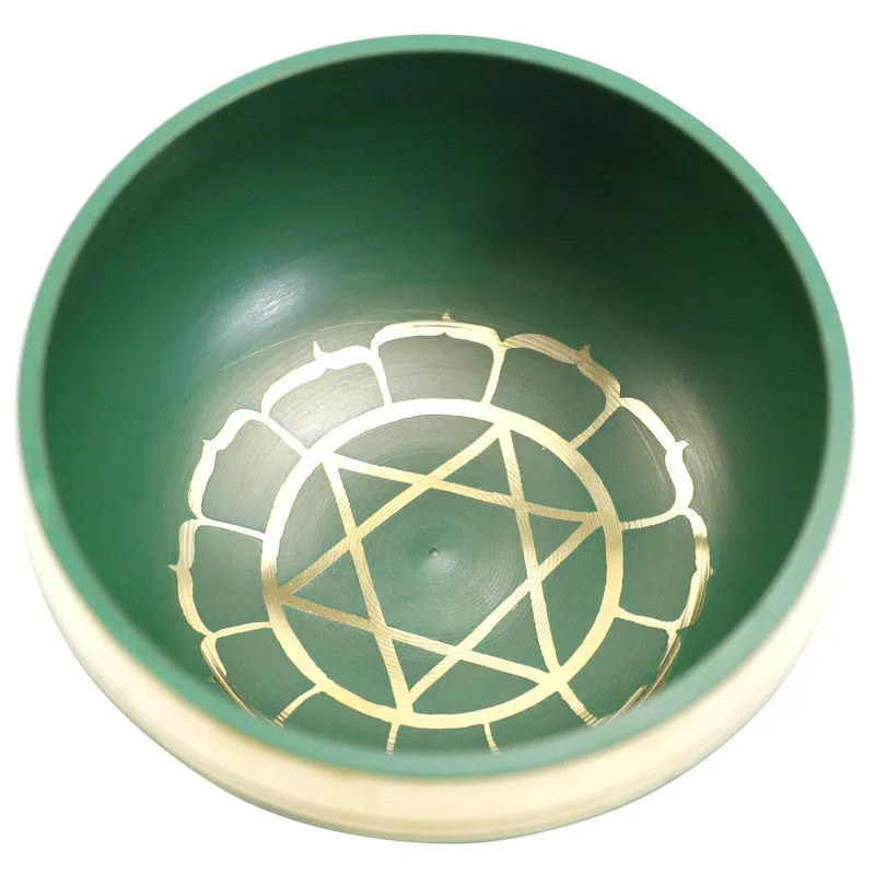 Handmade Himalayan singing bowl percussion instrument in seven colours for yoga meditation
