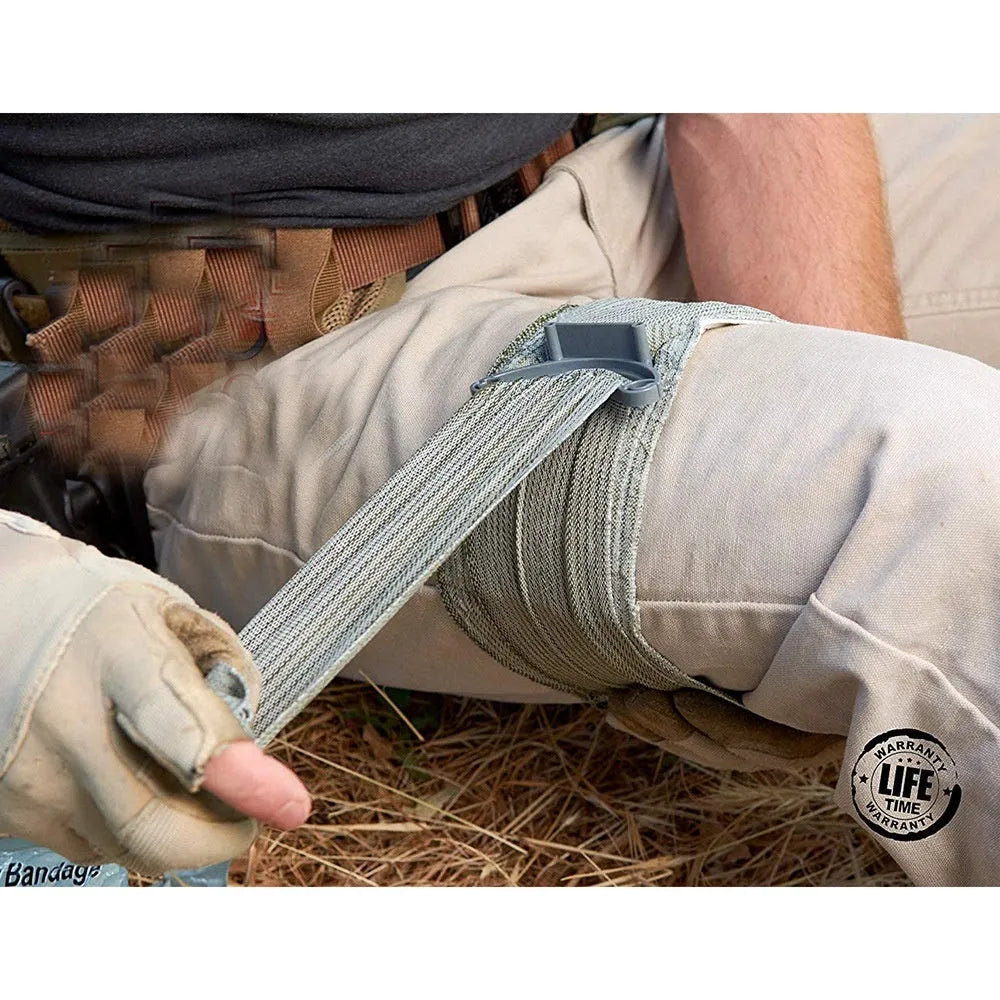 Portable hemostatic bandage set with tactical gauze tape in 10cm and 15cm sizes for outdoor training