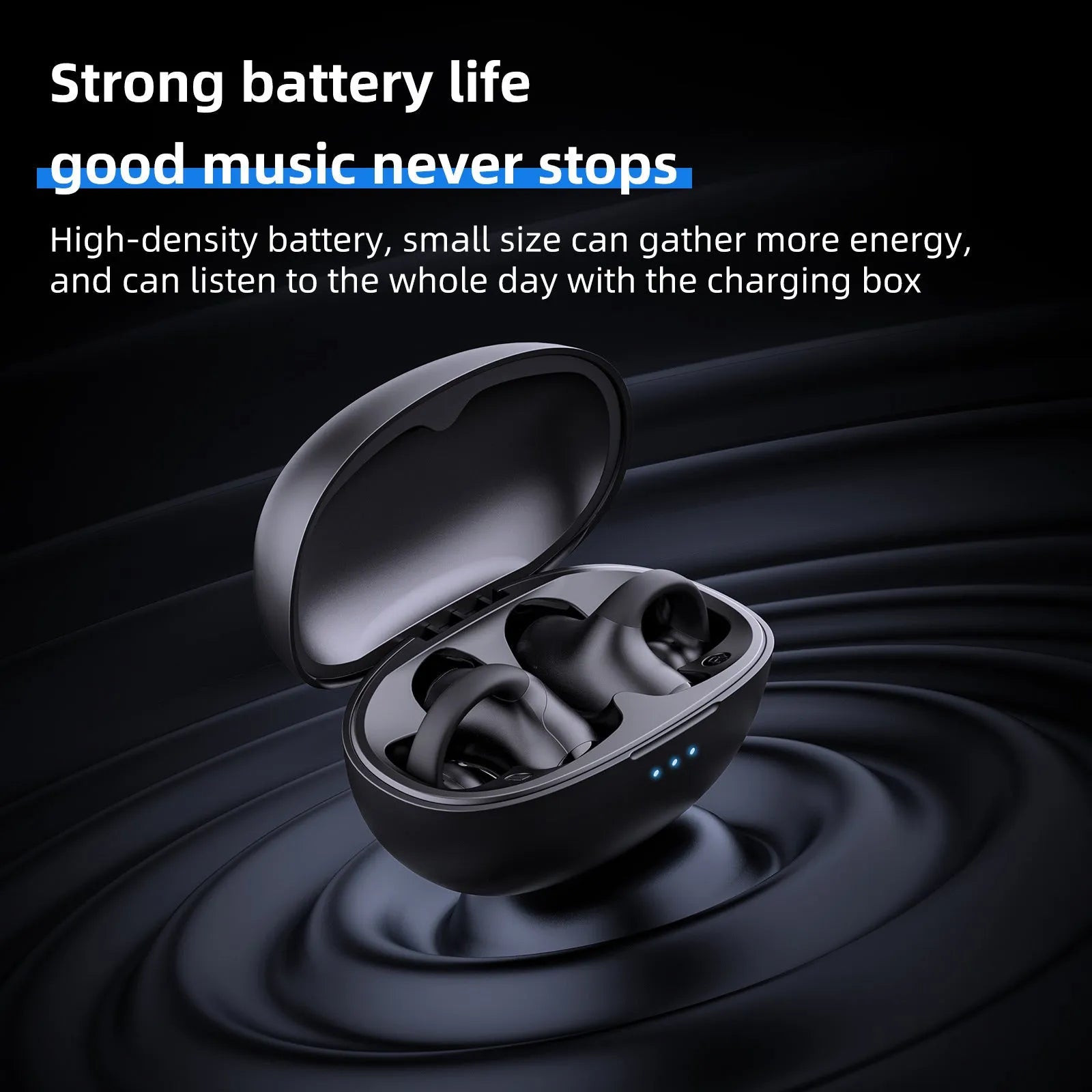 Black T306 wireless clip-on Bluetooth sports headset shown on a grey background.