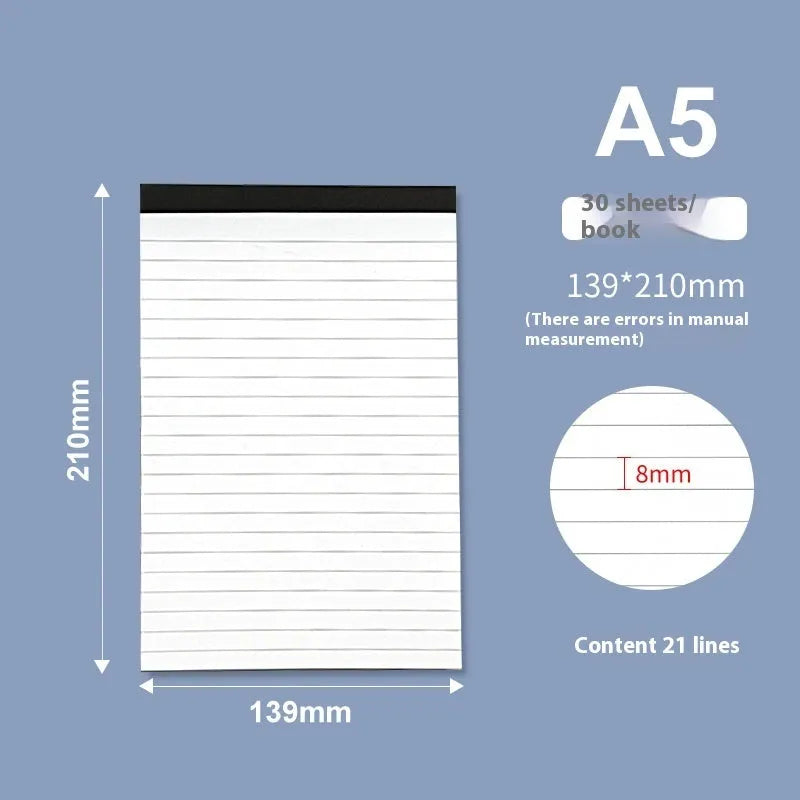 A4 tearable notebook with grid-lined pages and paper cover for meeting minutes