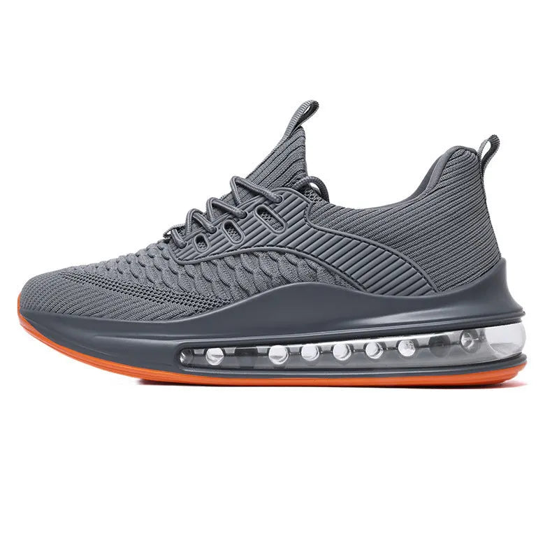 Men's black mesh running sneakers with rubber sole and lace-up closure for summer sports