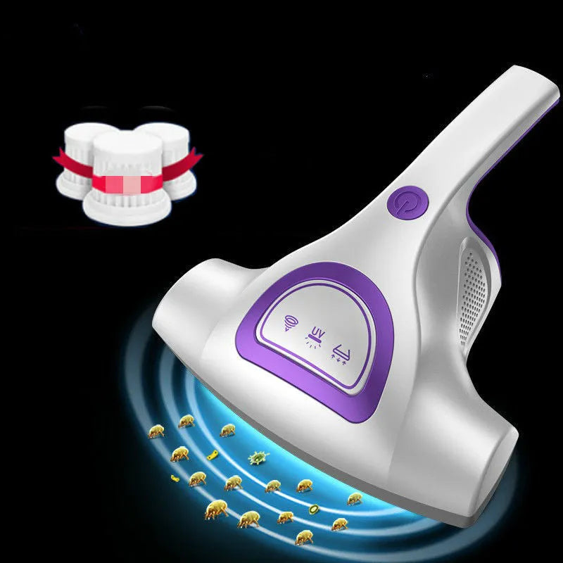 Pink handheld vacuum cleaner mite killer with UV light for mattress cleaning