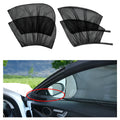 Four-piece car side window sunshades with mesh fabric for front and rear windows