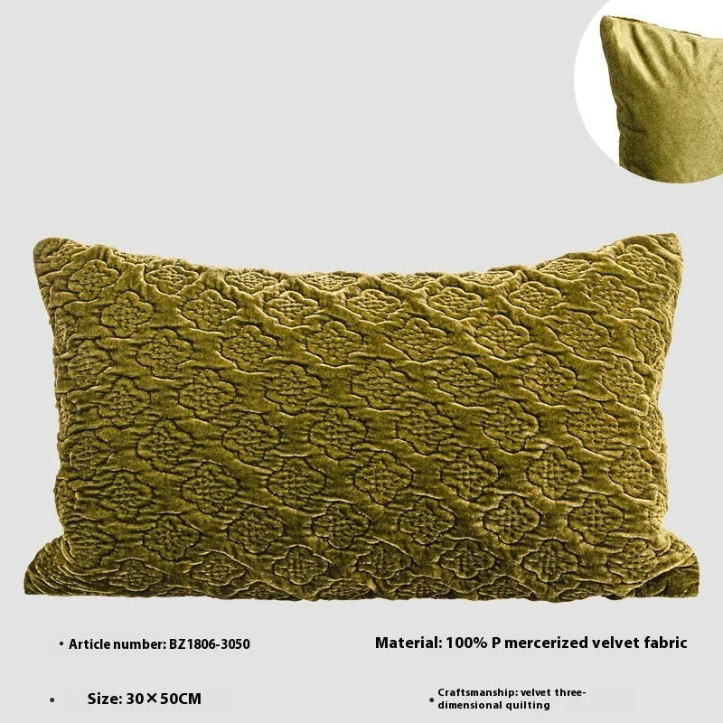 Brown gold antique style quilted cushion pillow with three-dimensional pattern