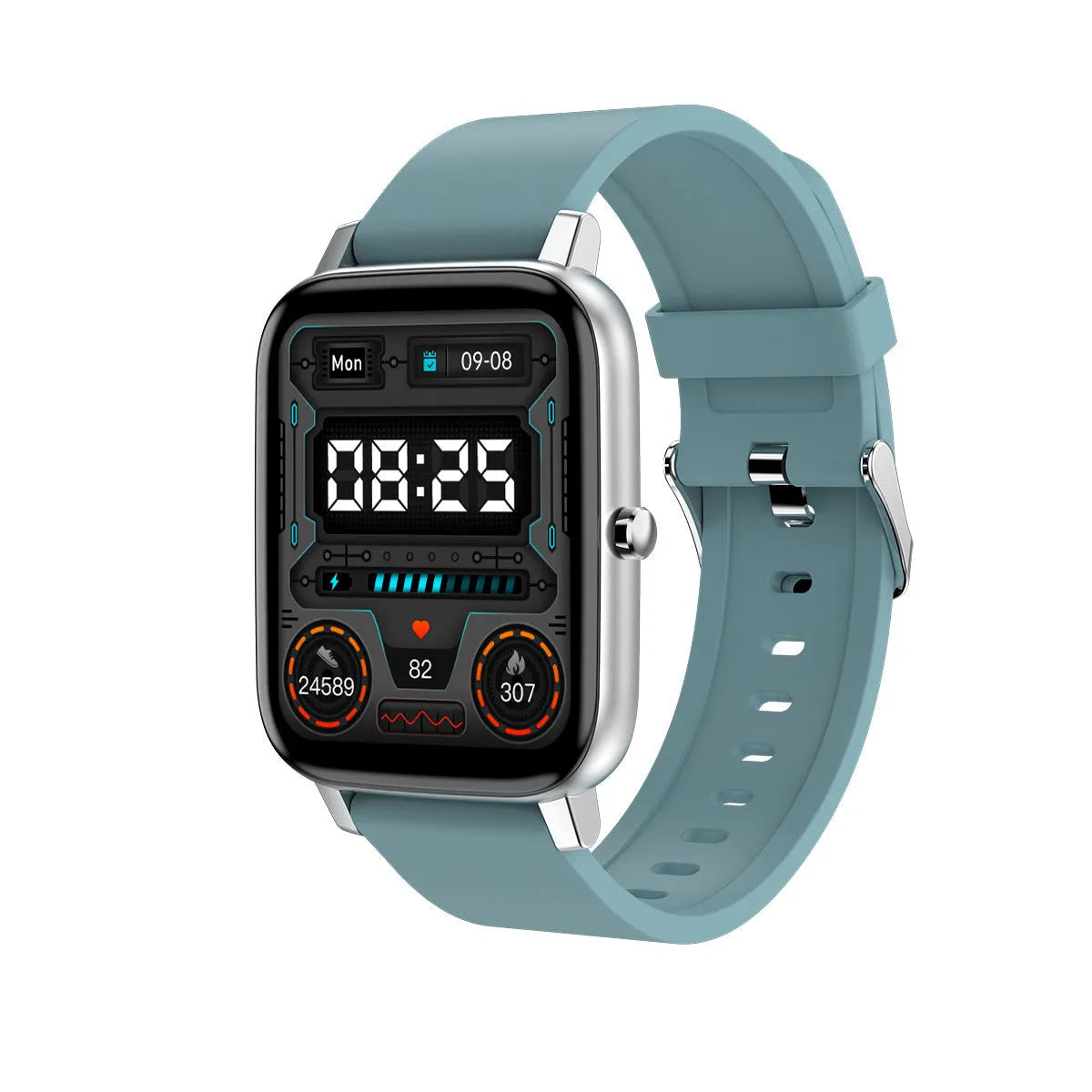H80 fashion sports smart watch with spherical glass screen and silicone strap showing health metrics display