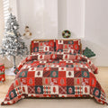 Christmas red plaid pattern bedding three-piece set showing quilt cover and pillowcases
