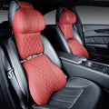 Car neck pillow and lumbar support cushion set with wavy embroidery pattern in multiple colour options