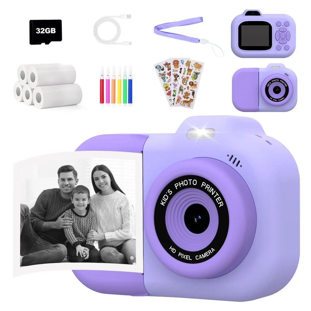 Children's plastic digital camera in pink, blue or purple colour with photography and video recording functions