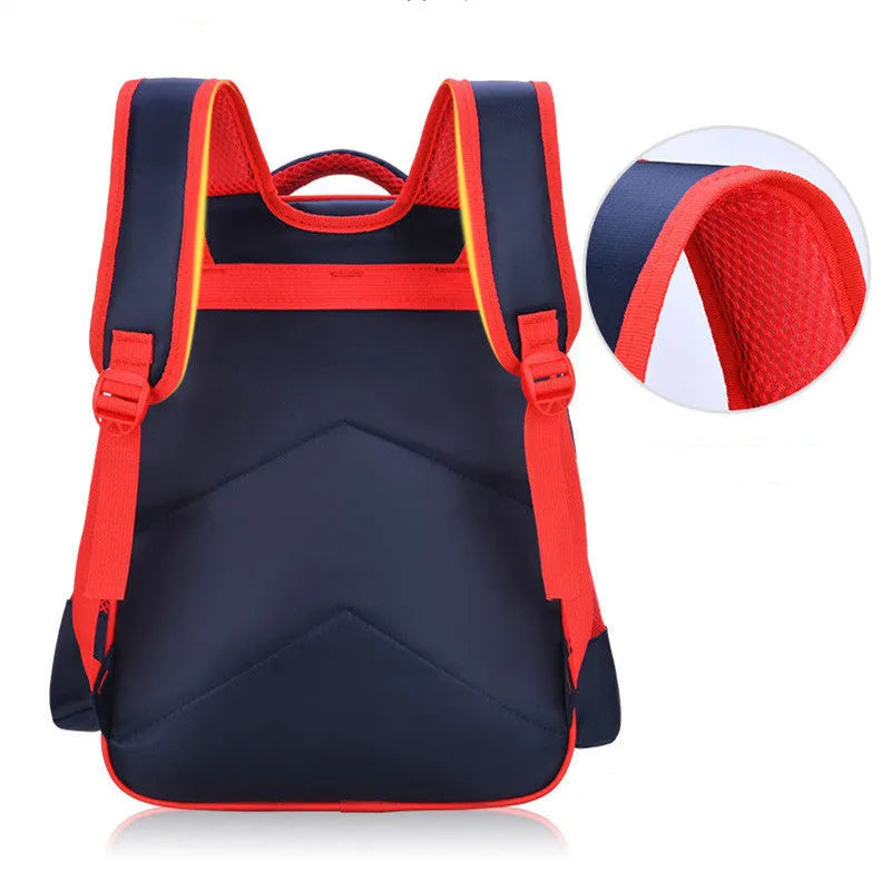 Blue children's cartoon print school backpack with pencil case, dimensions 30x14x42cm