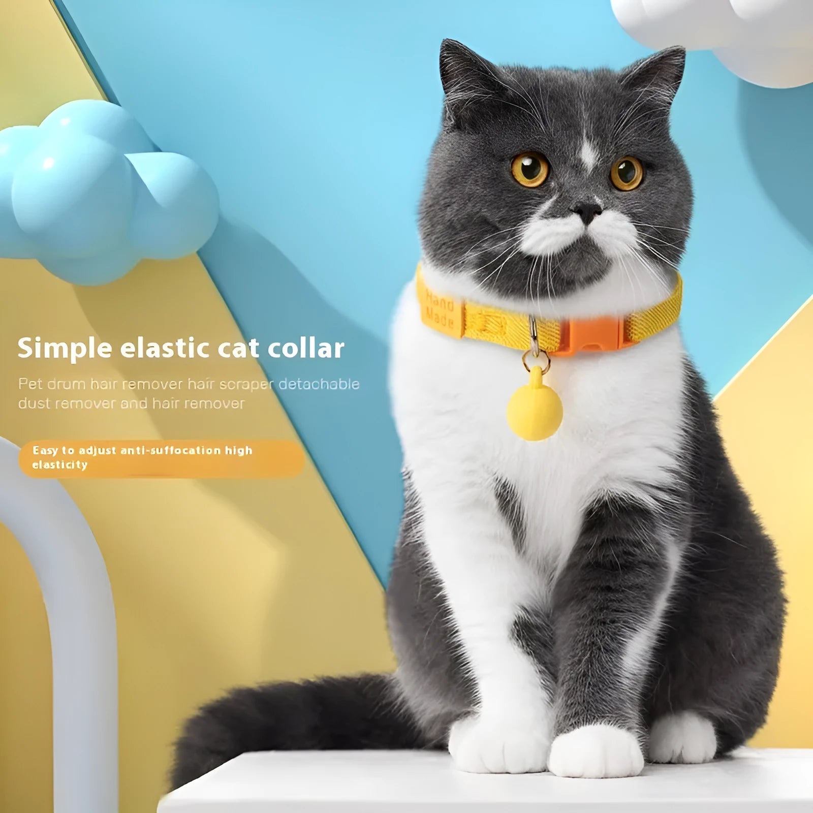 A high-elasticity polyester pet collar for small dogs in a choice of seven solid colours on a white background.