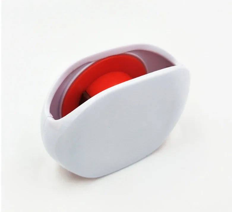 Automatic earphone cable winder with telescopic push mechanism showing compact design