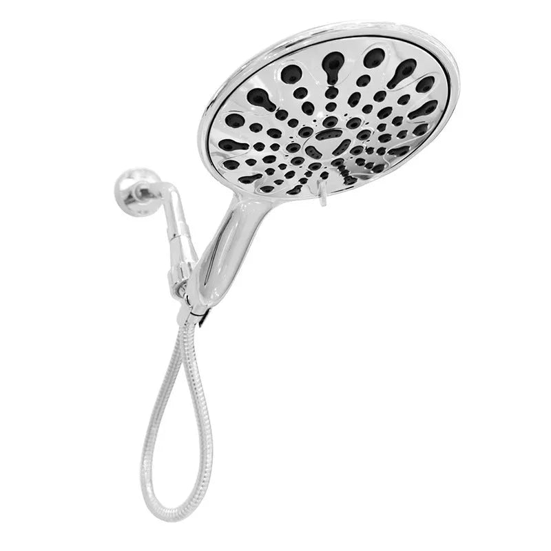 Portable 6-inch handheld shower with electroplated finish showing spray function selector
