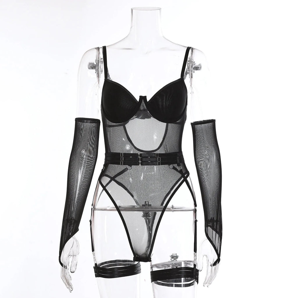 Women's see-through mesh jumpsuit in black, red, lavender, wine red, royal blue, pink, light blue colours