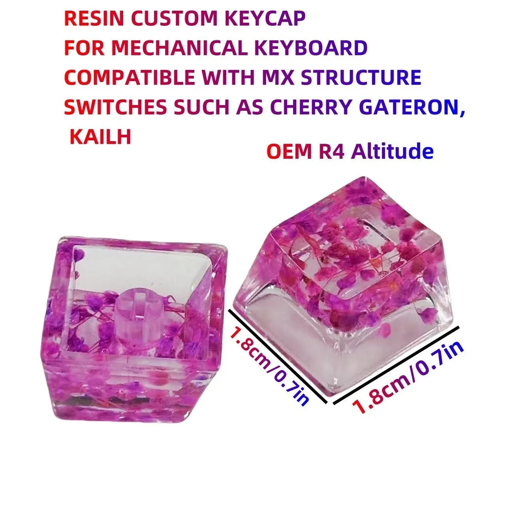 A high-transparency resin mechanical keyboard keycap with a starry sky design, shown in a choice of colours.
