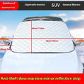 Aluminium foil front windshield car cover with reflective edge stripes and magnets for SUV winter protection