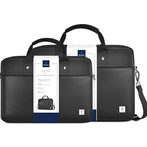 Black Oxford cloth laptop backpack with multiple front pockets and a padded computer compartment.