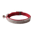 Flocked elastic buckle cat collar with drill decoration in assorted colours.