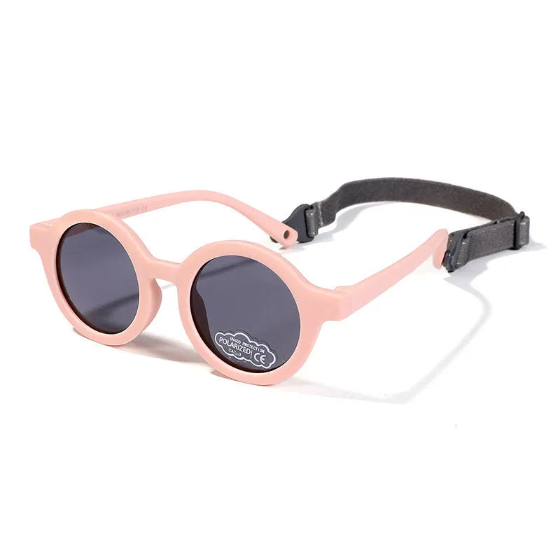 Children's round frame silicone sunglasses with UV400 protection for 0-3 year olds in multiple colour options