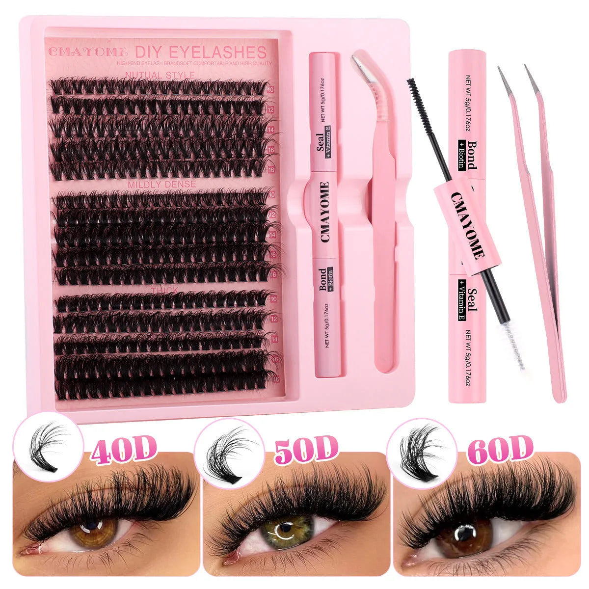DIY false eyelashes extension suit with individual cluster segments for home eyelash application