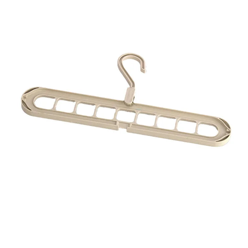 Plastic nine-hole folding hanger for trousers and accessories in multiple colour options