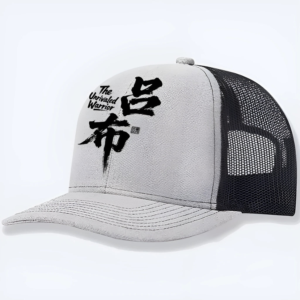 Men's polyester baseball cap showing six colour options: white, pink, blue, green, black, and grey