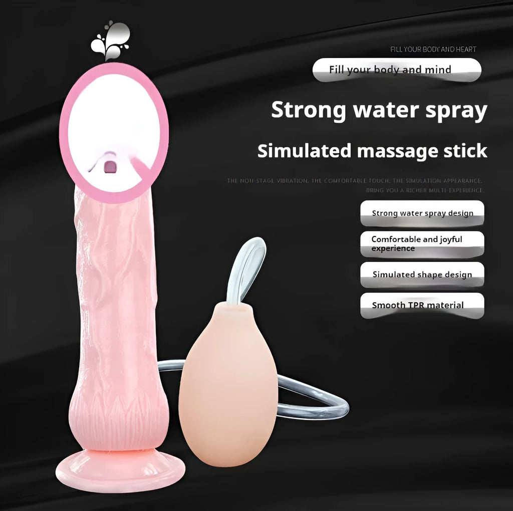 Flesh-coloured realistic suction cup dildo toy made from soft TPR, showing its 200mm length and strong suction cup base.