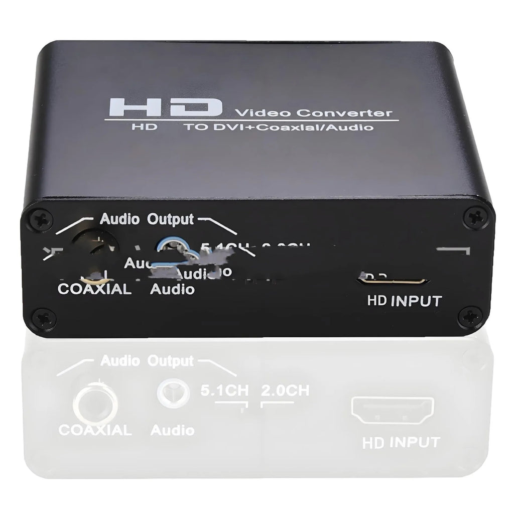 Black HDMI to DVI converter with coaxial audio output and 1.5 metre cable for safety monitors