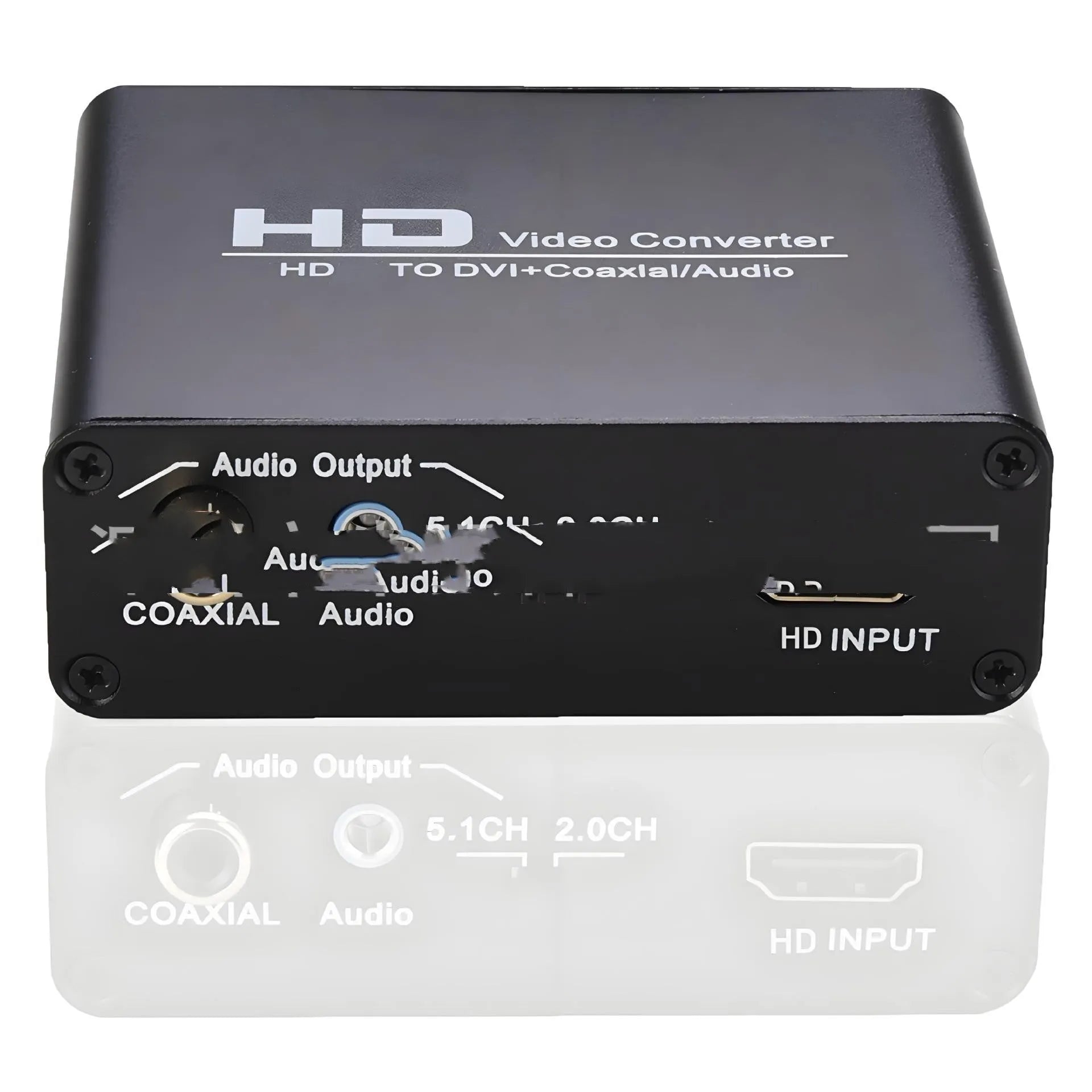 Black HDMI to DVI converter with coaxial audio output and 1.5 metre cable for safety monitors