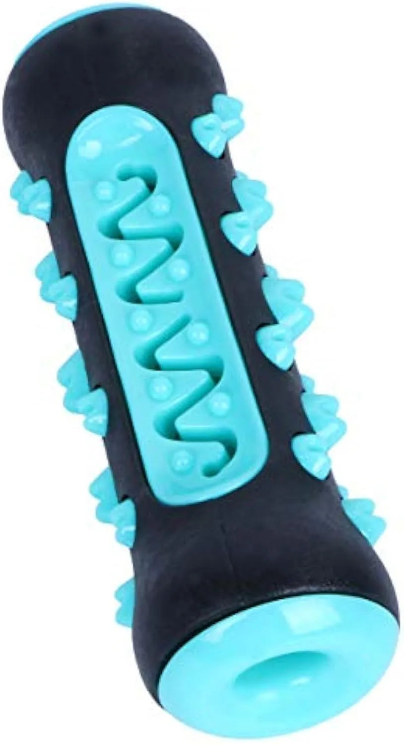 Natural rubber dog toothbrush chew toy dental teether stick in blue green yellow and black blue colours for puppy molar cleaning