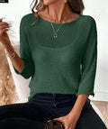 Women's off-shoulder knitted overall in thin polyester fabric with 3/4 sleeves and 3D pattern