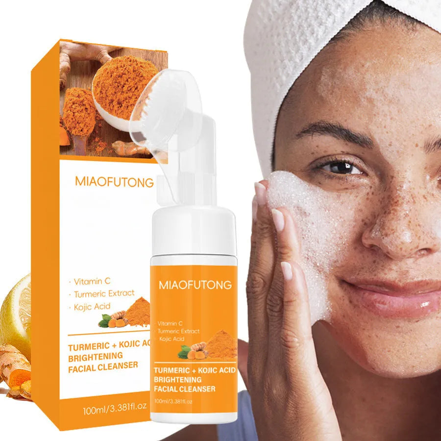 Turmeric Cleansing Mousse Facial Kit with ginger soap and cleansing pad components