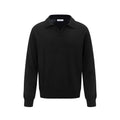 Loose fit acrylic blend pullover sweater in black, shown on a model for casual wear.