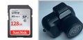 Black Y3000 HD outdoor sports camera with display screen, shown with a memory card.