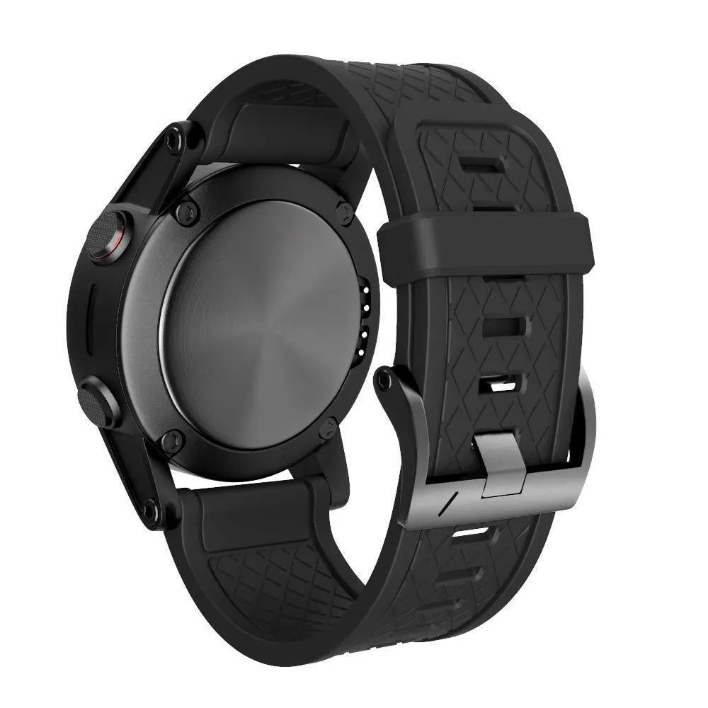 Black silicone watch strap with stainless steel button for Jiaming watches, 26mm width