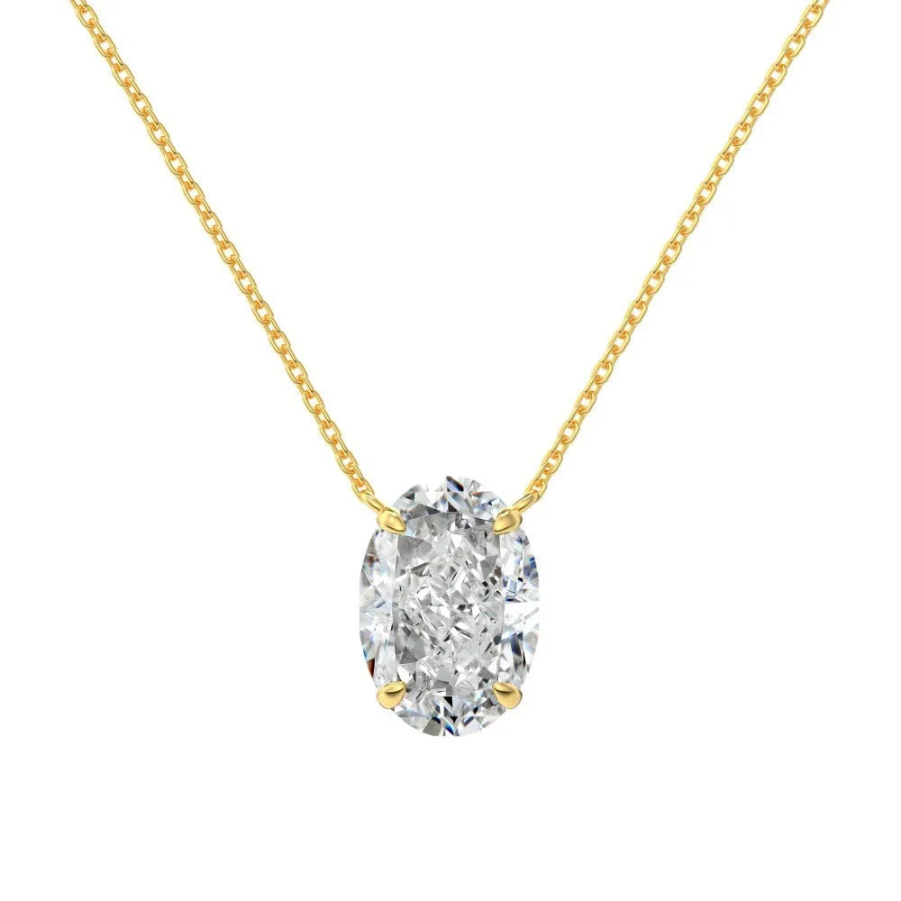 S925 sterling silver necklace with geometric oval ice flower pendant in platinum or gold plating