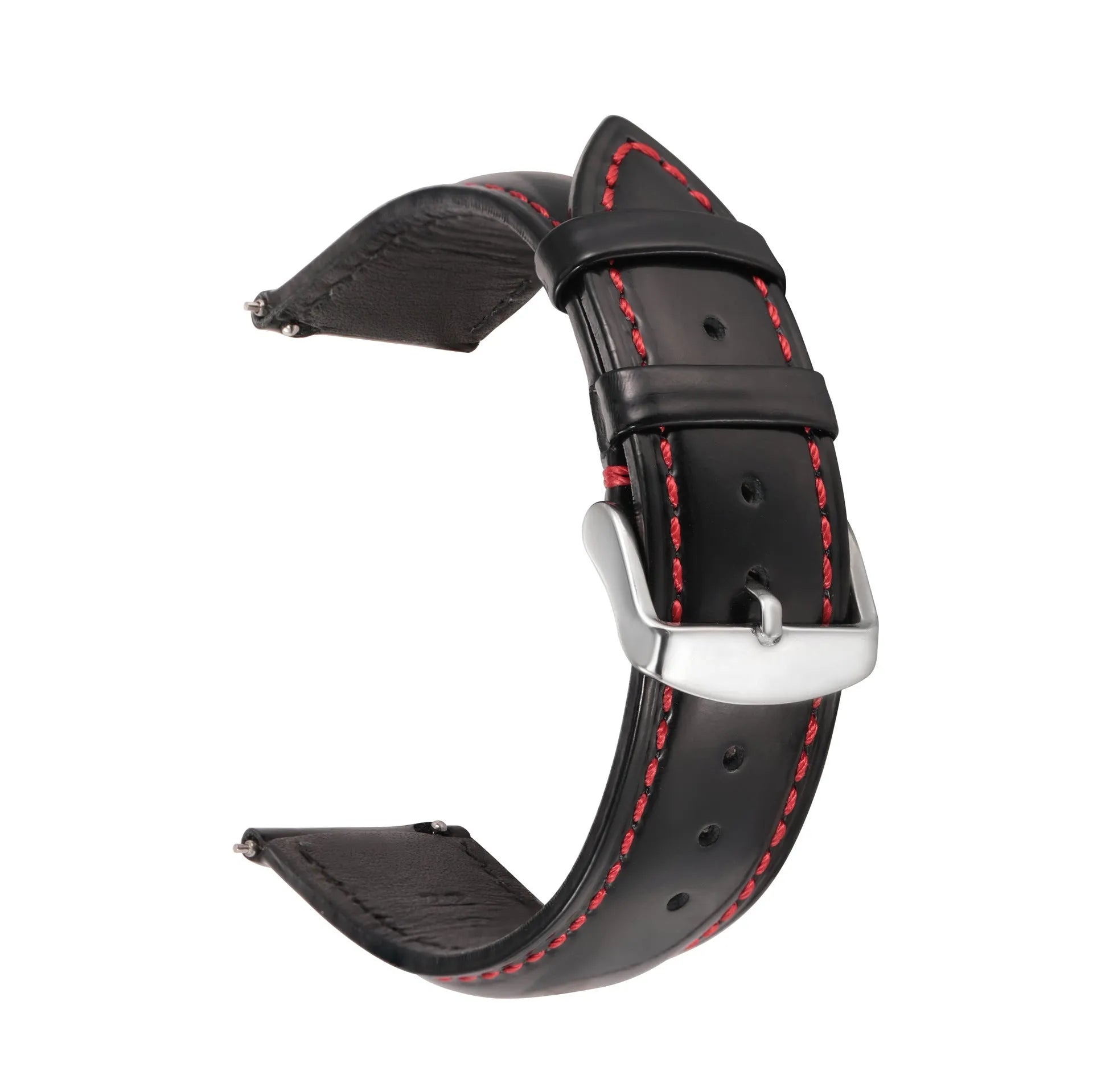 Quick release watch strap made from bright cowhide leather showing colour and width options