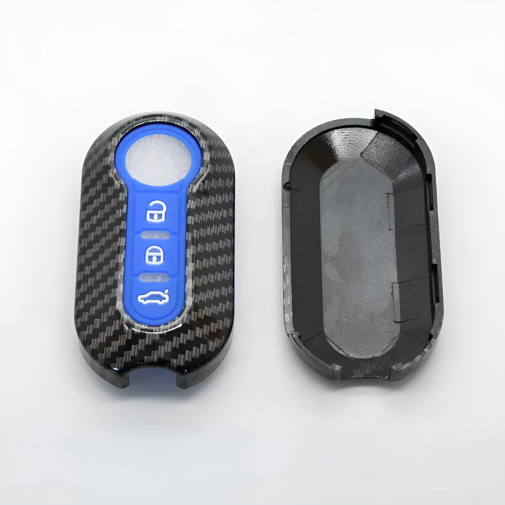 ABS car key case with carbon fibre pattern for Fiat remote keys in black, red, dark blue