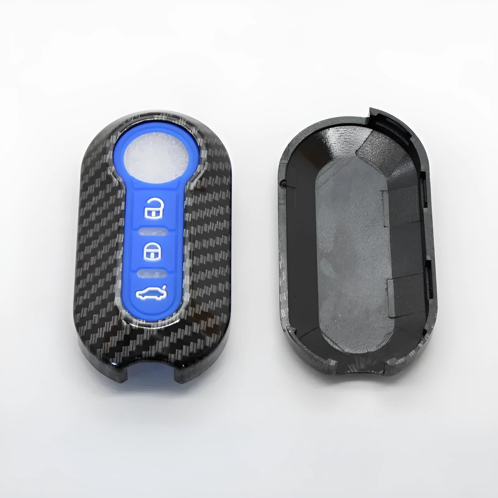 ABS car key case with carbon fibre pattern for Fiat remote keys in black, red, dark blue