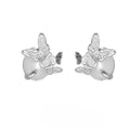Butterfly ear studs in 925 silver with gold or white gold electroplated finish