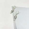 Fishbone motif pendant necklace with matching earrings on adjustable O-shaped alloy chain